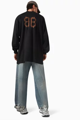 Buy Balenciaga Black Paris Moon Double Front Oversized T