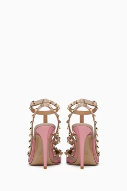 Buy Valentino Garavani Pink Valentino Garavani Rockstud 100 Caged Pumps in Patent Leather For Women Online Ounass Saudi