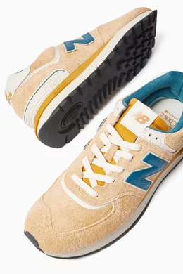 New balance yellow 574 v2 suede trainers top