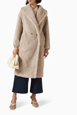Buy Max Mara Neutral Oversized Teddy Bear Coat in Alpaca Wool For