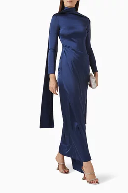 Buy Khanum's Blue Long-sleeve Scarf Maxi Dress For Women Online | Ounass  Saudi