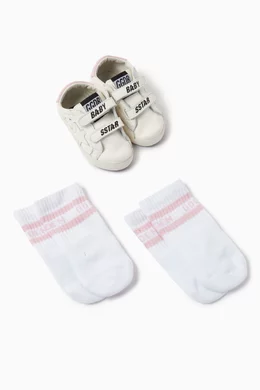 Buy GOLDEN GOOSE White Baby School Sneakers Socks Set For Baby