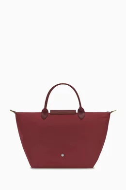 Buy Longchamp Burgundy Medium Le Pliage Green Tote Bag in  display picture 1