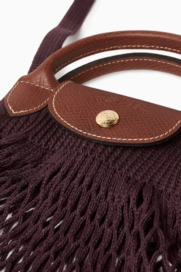 Buy Longchamp Burgundy Large Le Pliage Filet Bag in Mesh For Women