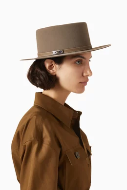 Buy Hermès Pre-Loved Brown Unused Hampton Hat in Felt Fabric  display picture 3