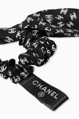 Buy Chanel Pre-Loved Black Unused CC Logo Scrunchie in Silk