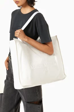 Buy Maison Margiela White Large Cabas Shopping Bag in Nylon