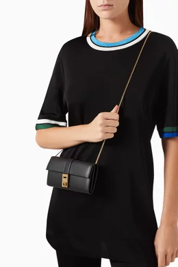 Buy Ferragamo Black Hug Wallet on Chain in Leather For Women