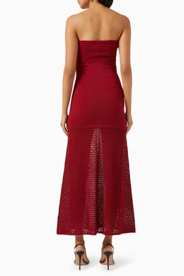 fitted lace wedding dress Burgundy Crochet Maxi Dress Lined   shopatsauce.com