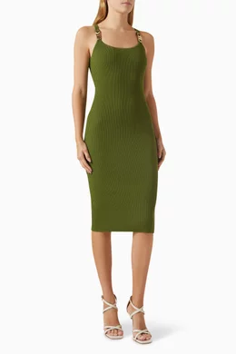 Buy Michael Kors Green Empire Logo-hardware Midi Tank Dress in Stretch  Ribbed-knit For Women Online | Ounass Saudi