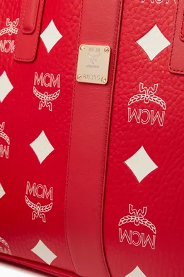 Mcm red medium tote on sale