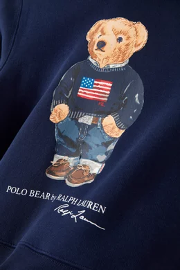 Buy Polo Ralph Lauren Blue Polo Bear Hoodie in Cotton fleece For Boys Online Ounass Saudi