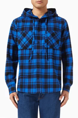 Buy Off White Multicolour Check Hooded Flannel Shirt in Cotton For Men Online Ounass Saudi