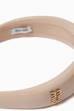 Buy Miu Miu Pink Logo Headband in Patent Leather For Women  display picture 2