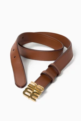 Buy Miu Miu Brown Logo Buckle Belt in For Women Online Ounass Saudi