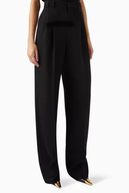 パンツ Saint Laurent Black wool wide-leg pant (811435Y7E63 1000) 0400021633991?wid=600&hei=800&
