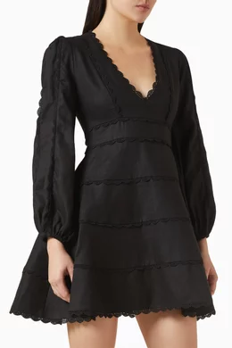 Buy Dahlia Bianca Black Alizee Mini Dress in Linen For Women Online |  Ounass Saudi