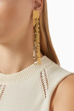 Buy Jil Sander Gold Chainmail Mesh Drop Earrings in Brass For