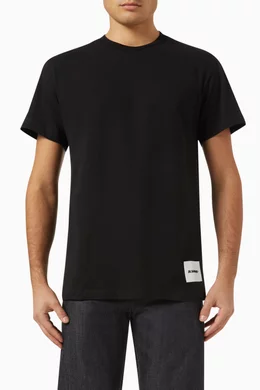 Buy Jil Sander Black T-shirt in Organic Cotton, Pack of 3 For Men