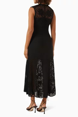 Buy Maje Black Rita Crochet knit Midi Dress in Viscose Blend For Women Online Ounass Saudi