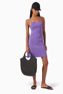 Buy Courreges Purple Rib-knit Mini Dress in Viscose-blend