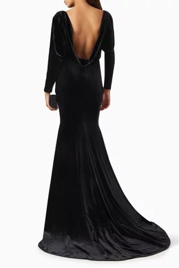 black v neck sweater dress UNDRESS CINTIA OPEN-BACK MAXI DRESS IN Black