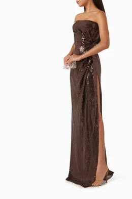 alex perry brown dress Bikini Mini Dress in Leather 14 / Dark Brown