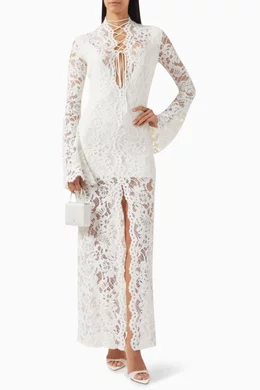 Buy Manuri White Sally Maxi Dress in Lace For Women Online | Ounass Saudi