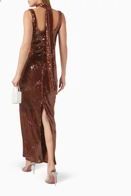 Buy Manuri Brown Celeste Sequin Maxi Dress For Women Online | Ounass Saudi