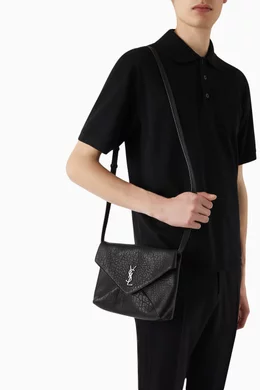 Buy SAINT LAURENT Black Cassandre Envelope Messenger Bag in Lambskin For Men Online Ounass Saudi