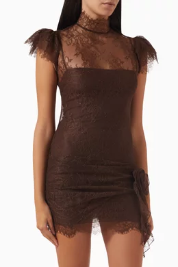 chinese dress ladies SILENTIUM MINI DRESS IN CHOCOLATE BROWN LACE – DE LA VALI OFFICIAL