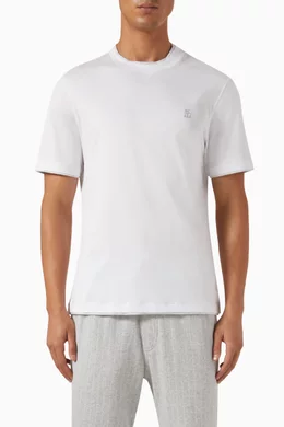 Buy Brunello Cucinelli White Faux layering T shirt in Cotton For Men Online Ounass Saudi