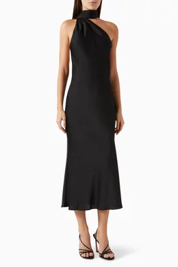 Buy Misha Black Vivica Midi Dress in Satin For Women Online | Ounass Saudi