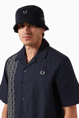 ★FRED PERRY★ Toweling Dual Branded Bucket Hat Navy CFPU241 Fred Perry Navy Dual Branded Bucket Hat - Hats - BeyondStyle