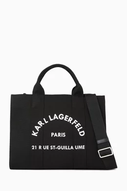 Buy KARL LAGERFELD Black Medium Rue St-Guillaume Square Tote Bag