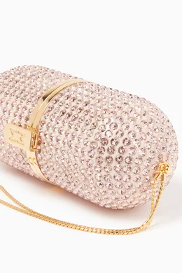 Pill Clutch Bag in Swarovski and Gold-plated Brass