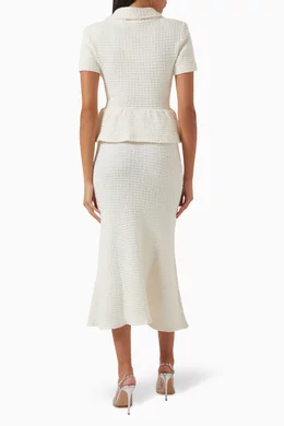 knee length dresses for ladies Knit midi dress SELF PORTRAIT Bianco main image 0