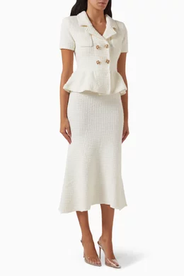 Buy Self-Portrait Neutral Textured Midi Dress in Knit For Women Online |  Ounass Saudi