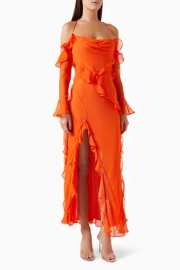 layla long sleeve ruffle maxi dress layla long sleeve ruffle maxi dress Layla Tulle Maxi Dress
