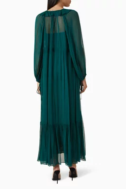 shona joy green long sleeve dress Shona Joy - La Lune Long Sleeve Wrap Maxi Dress - Fern