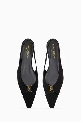 Buy SAINT LAURENT Black Babylone Slingback Pumps in Satin