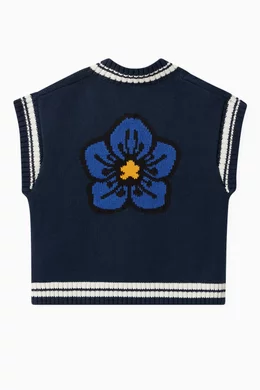 Buy KENZO KIDS Blue Boke Flower Sweater Vest in Knit For Girls