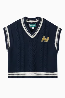 KENZO BOKE FLOWER KNIT VEST ボケ ニットベスト Buy KENZO KIDS Blue Boke Flower Sweater Vest in Knit For Girls