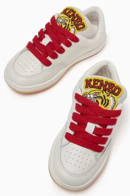 Buy KENZO KIDS Neutral Tiger patch Lace up Sneakers For Boys Online Ounass Saudi