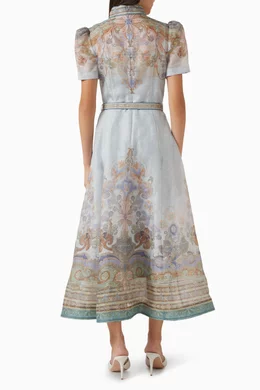 zimmermann eden belted midi dress Zimmermann The Eden Belted Midi Dress in Blue Paisley Size 2 /12