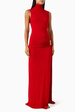 casablanca jersey dress Buy Red Sleeveless Slit Maxi in Crepe For Women Online Subcollection-Womens Green