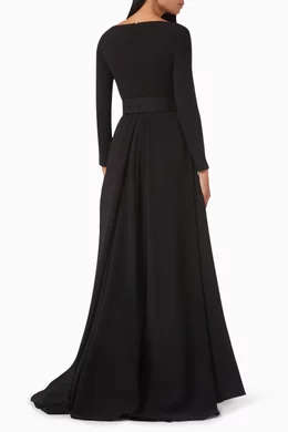 Buy Solace London Black Shayla Belted Gown For Women Online