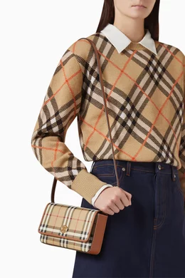 Burberry check canvas crossbody bag top