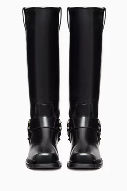 Buy Valentino Garavani Black Rockstud Biker Boots in Calfskin For
