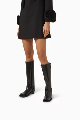 Buy Valentino Garavani Black Rockstud Biker Boots in Calfskin For Women Online Ounass Saudi